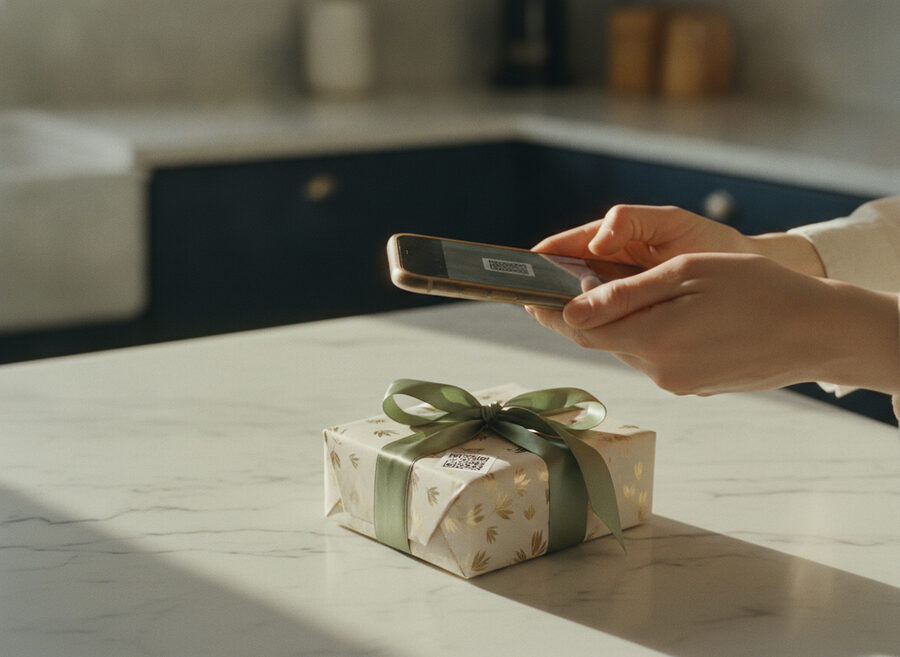 Alguien escaneando el sticker con la cámara del teléfono